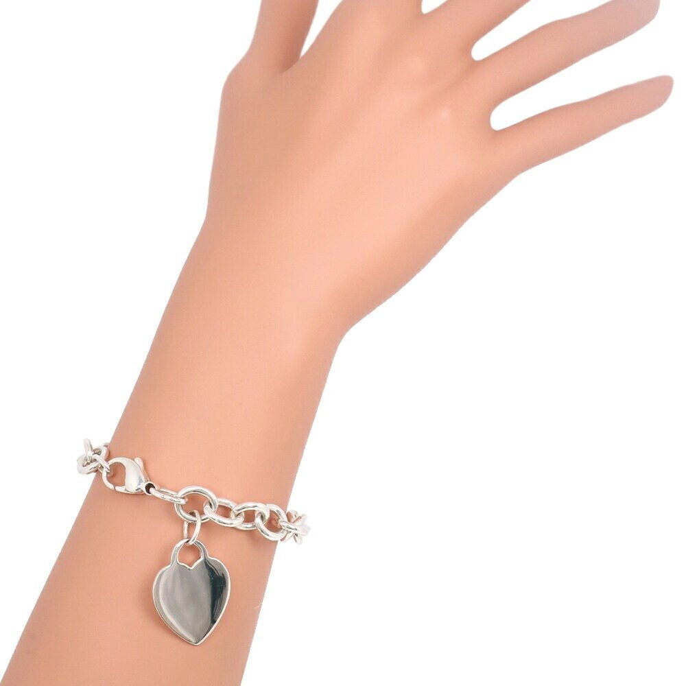 TIFFANY Authentic Silver Heart Charm Bracelet - Picture 2 of 7